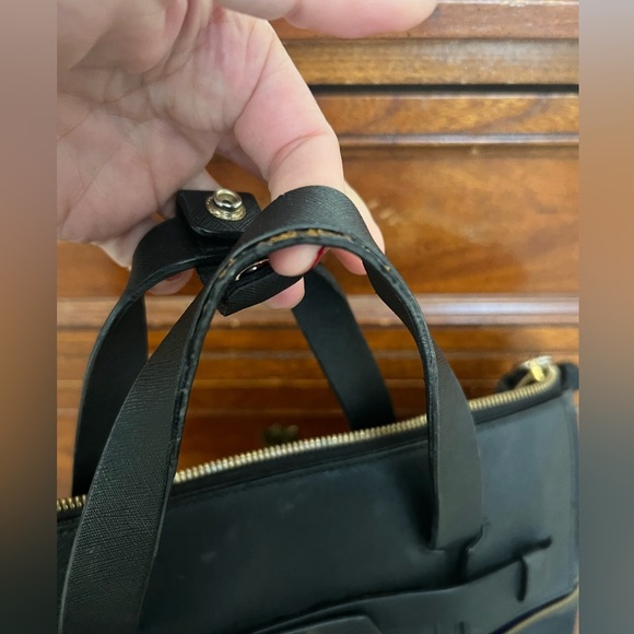 Henri Bendel Jetsetter Black Convertible Leather & Nylon Backpack Tote